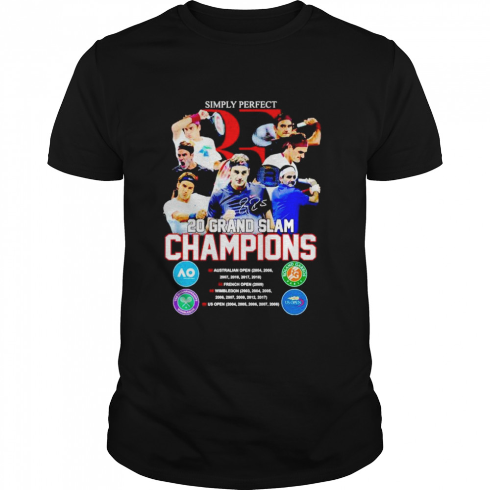 Roger Federer simply perfect 20 grand slam champions signature shirt