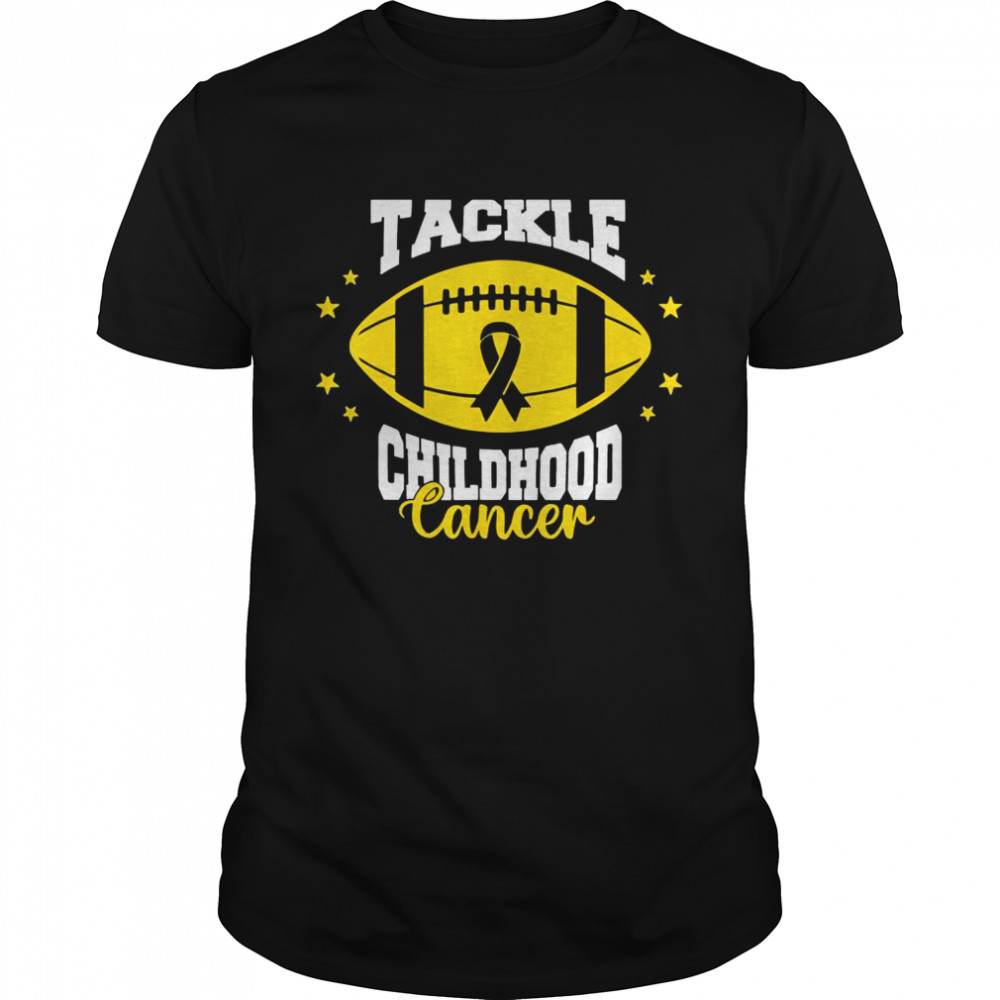 Tackle Childhood Cancer Awareness Football Gold Ribbon T- Classic Men's T-shirt