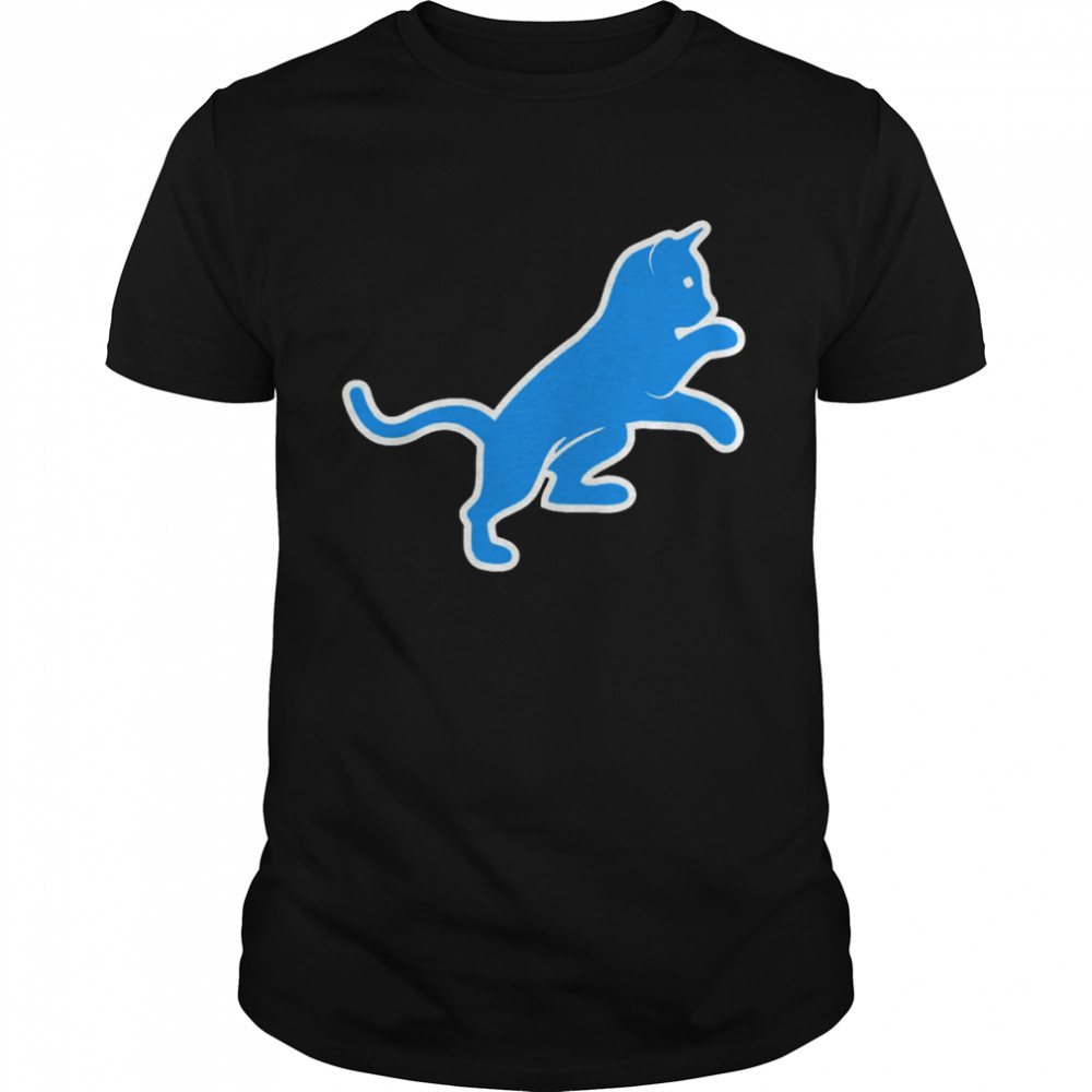 Detroit Cat mashup Detroit Lions logo shirt