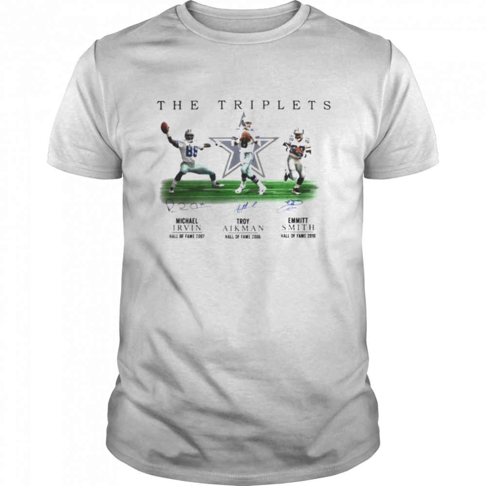 Dallas Cowboys The Triplets Michael Irvin Troy Aikman Emmitt Smith signatures shirt