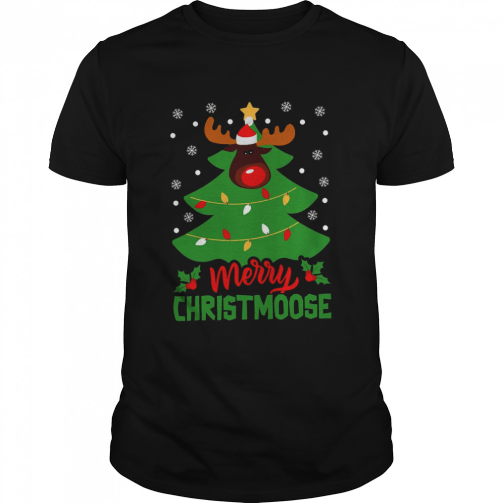 Merry Christmoose Christmas Tree Moose Xmas Pajama shirt