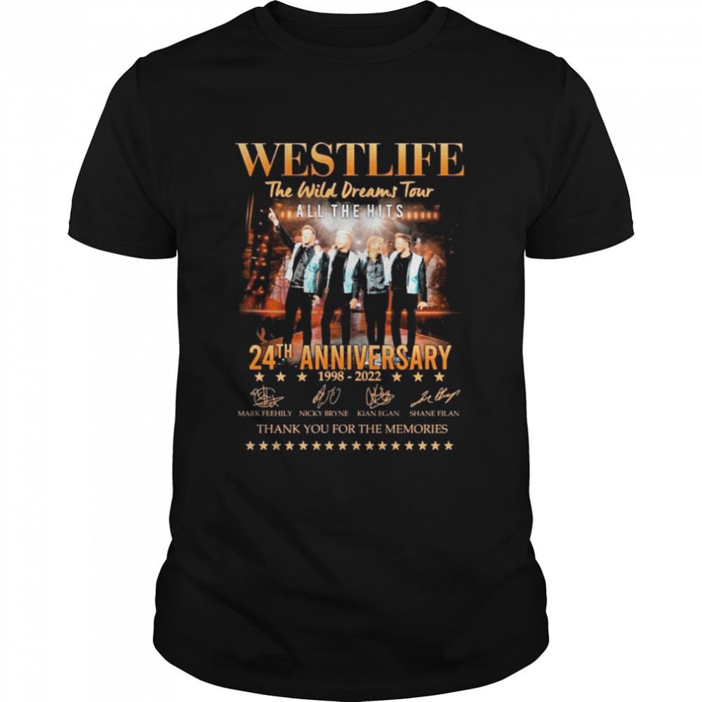 Westlife the wild Dreams Tour all the Hits 24th anniversary 1998-2022 thank you for the memories signatures shirt