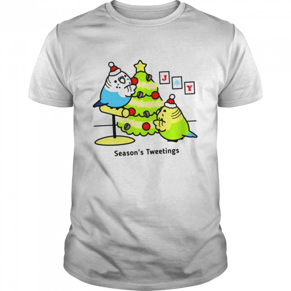 Chibi Parrots Season’s Tweetings Chubby Budgies shirt