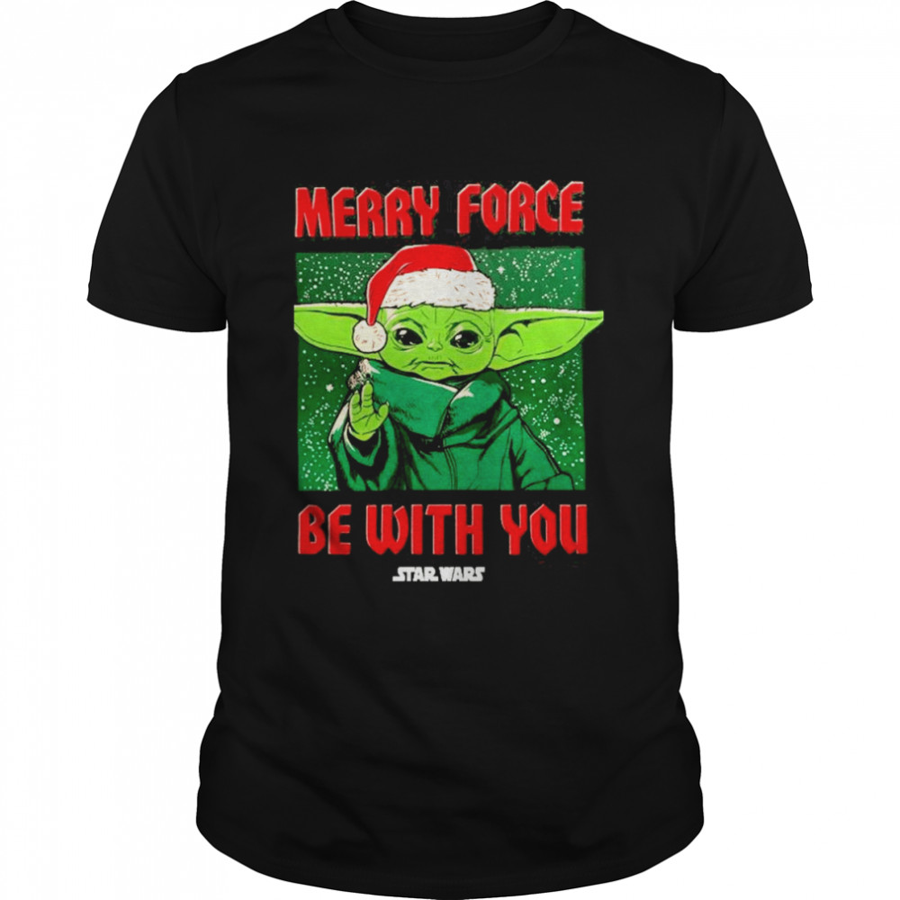 Star Wars Baby Yoda Christmas Merry Force Be With You Shirt