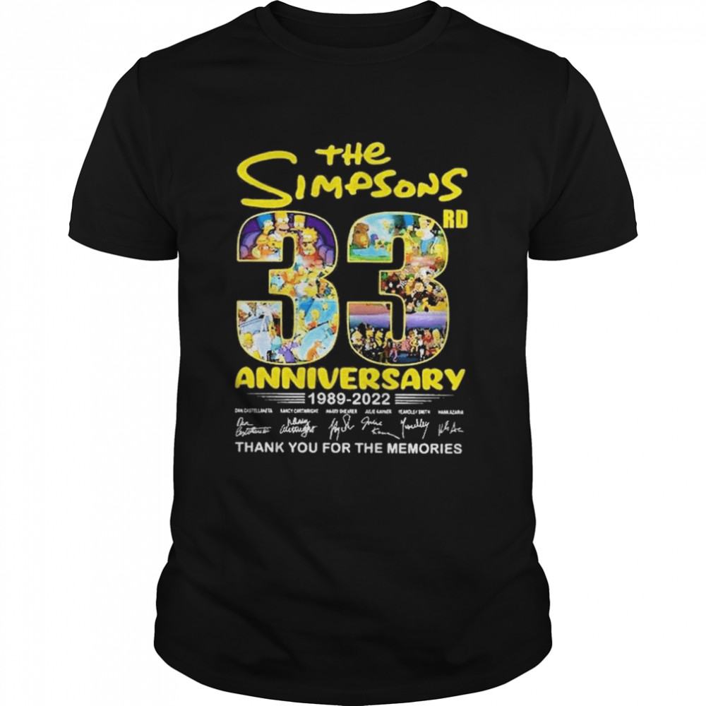 The Simpson 33rd anniversary 1989-2022 signatures thank you for the memories shirt
