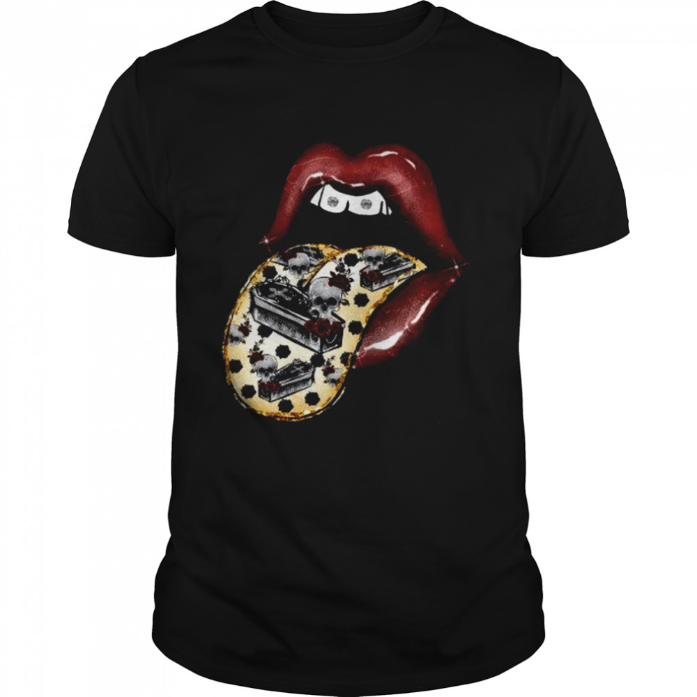 Vampire Leopard Print Lips Fall Halloween Pullover With Skeletons shirt