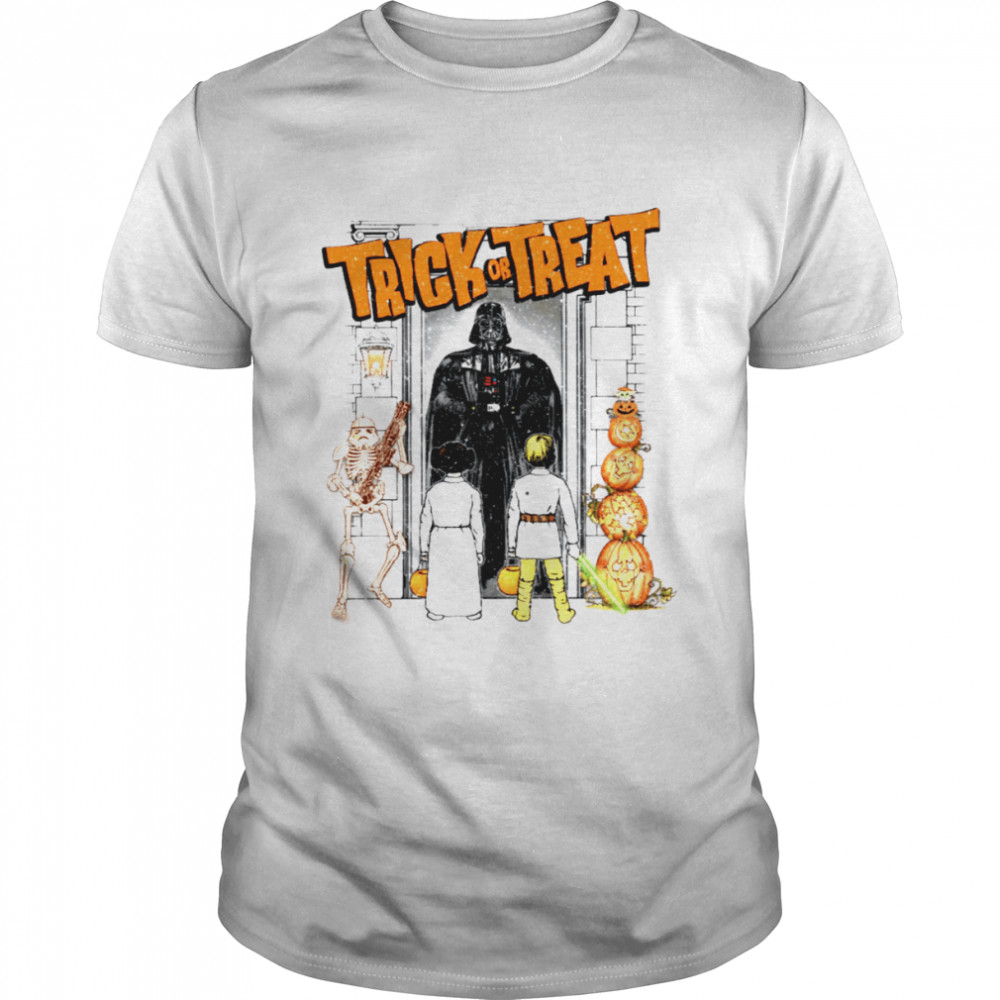 Vintage Funny Star Wars Trick Or Treat Darth Vader Princess Leia Luke Skywalker shirt