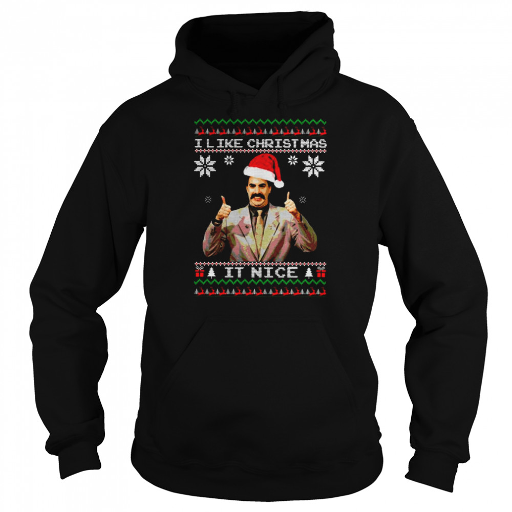 Borat Funny Christmas It Nice Knit Pattern shirt Unisex Hoodie