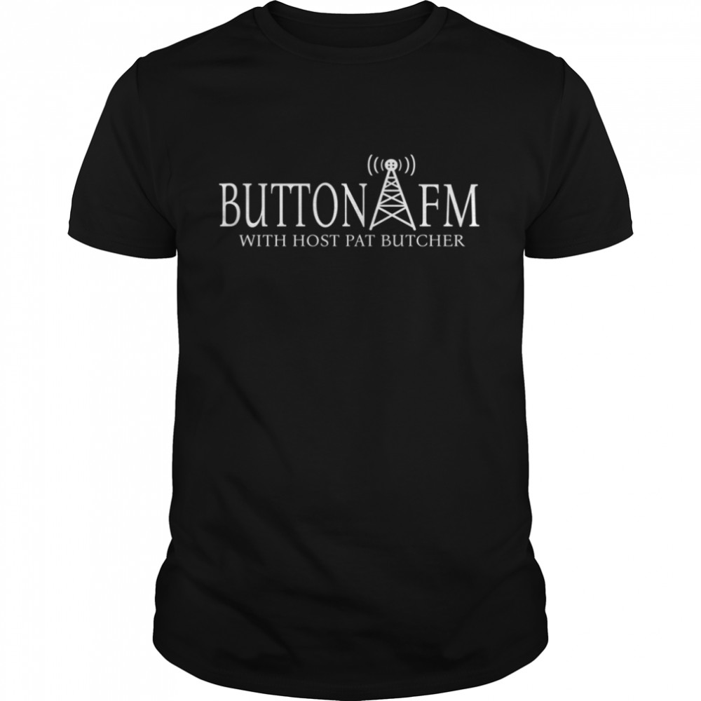 Button Fm Bbc Ghosts White Text shirt
