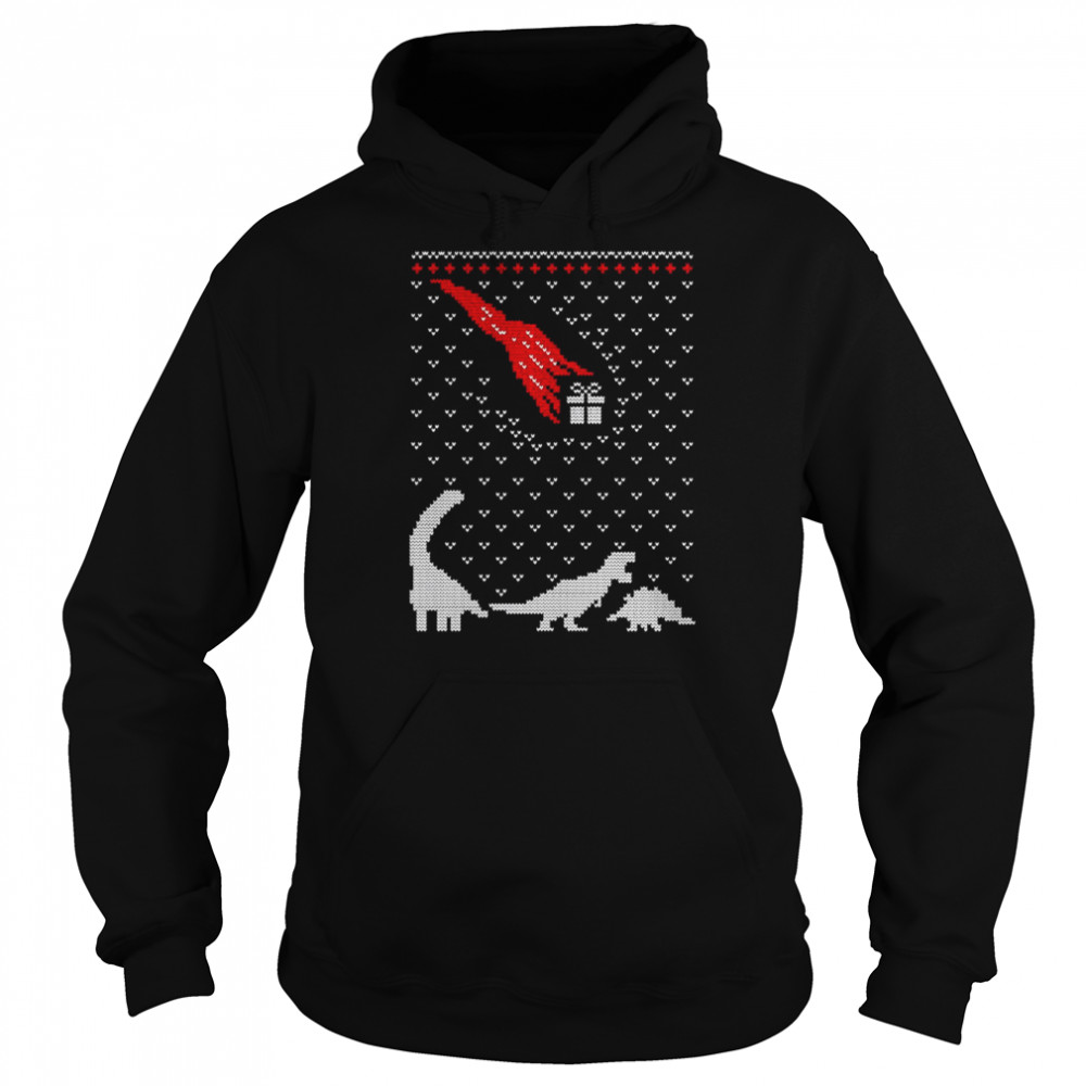 Christmas Dinosaurs Present Knit Pattern shirt Unisex Hoodie