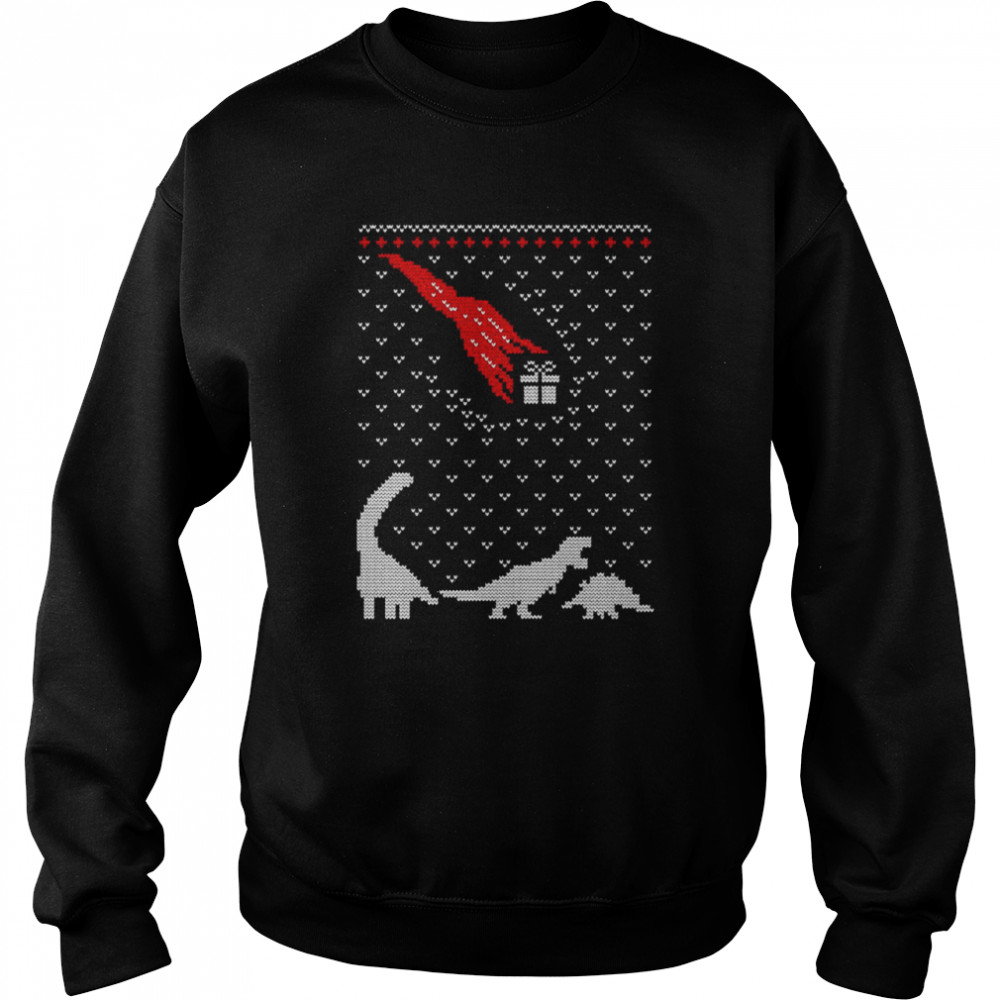 Christmas Dinosaurs Present Knit Pattern shirt Unisex Sweatshirt