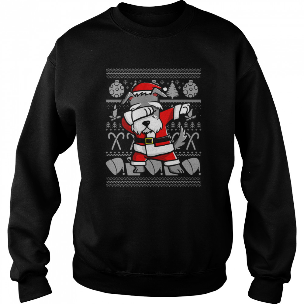 Dabbing Schnauzer Christmas Graphic shirt Unisex Sweatshirt