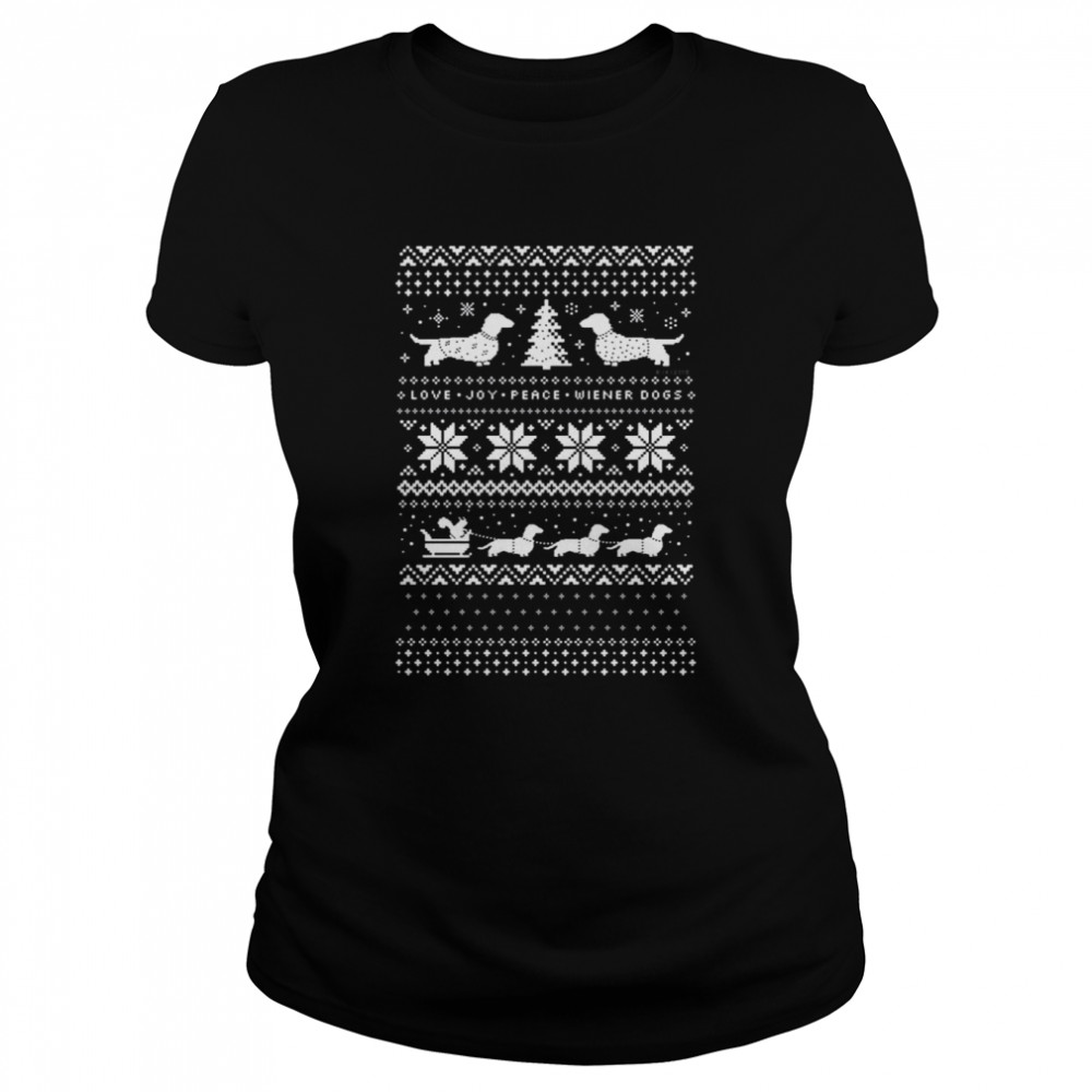 Dachshunds Christmas Pattern Dog Lover shirt Classic Women's T-shirt