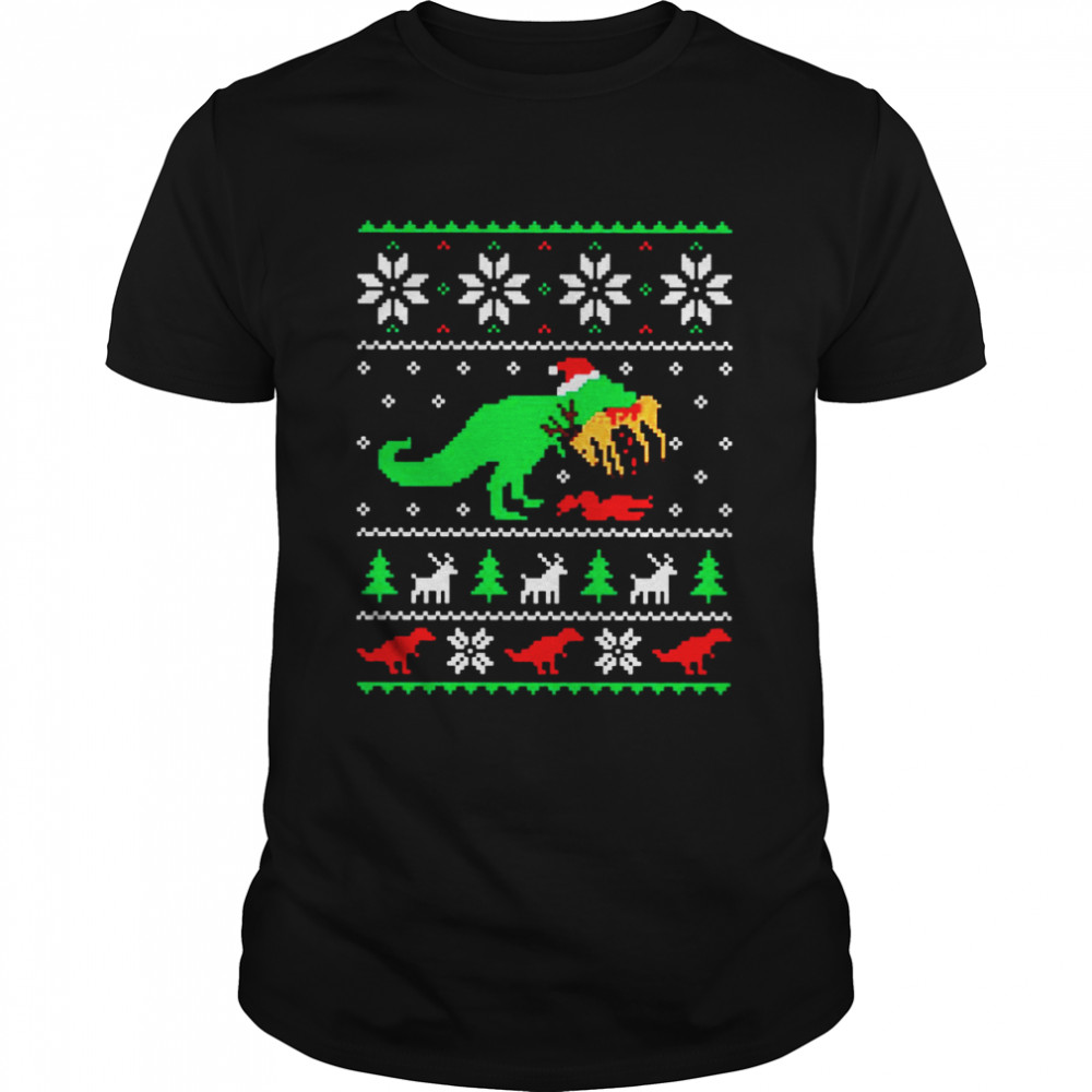 Dinosaur Eating Reindeer Funny Christmas shirt