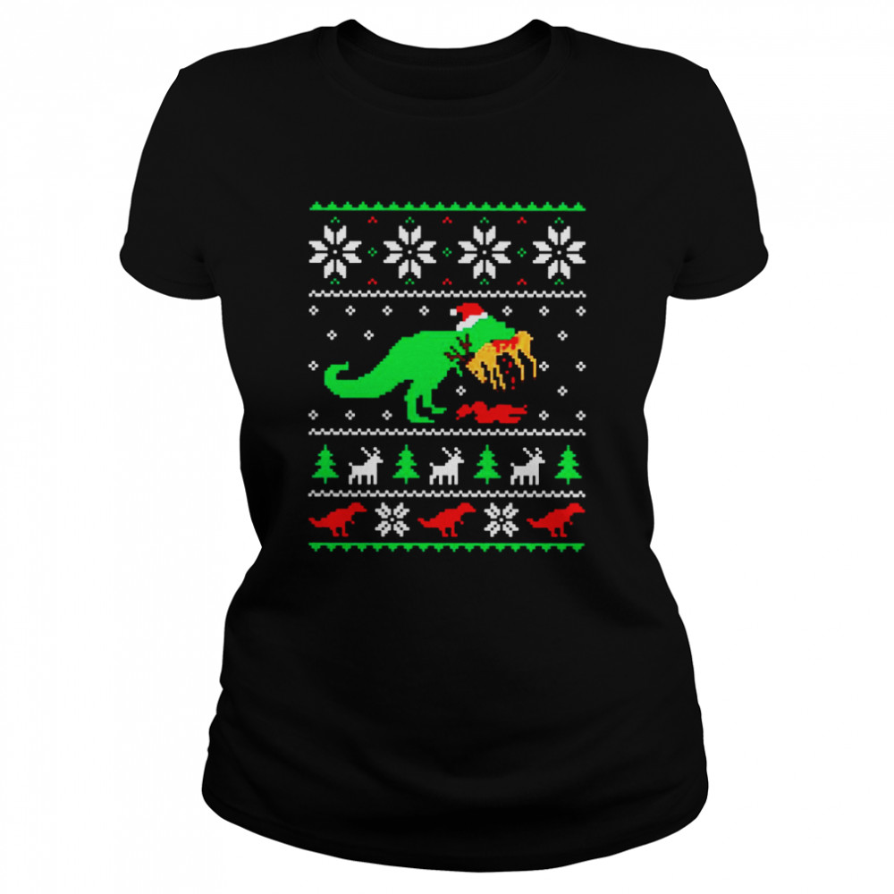Dinosaur Eating Reindeer Funny Christmas shirt Classic Women's T-shirt