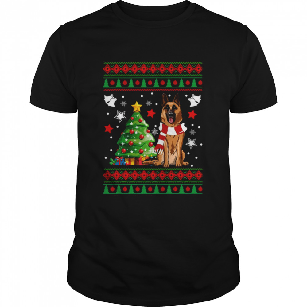 German Shepherd Christmas Knit Pattern shirt