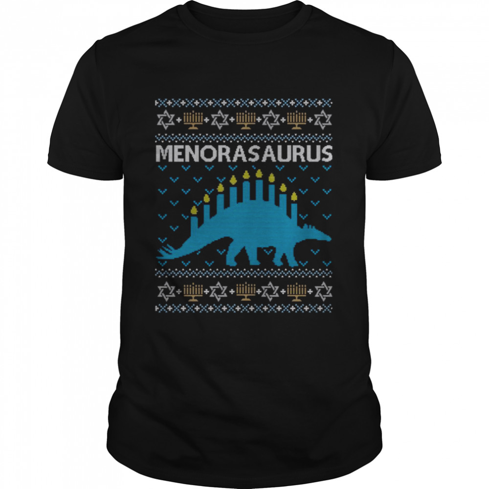 Hanukkah Menorasaurus Jewish Dinosaur shirt