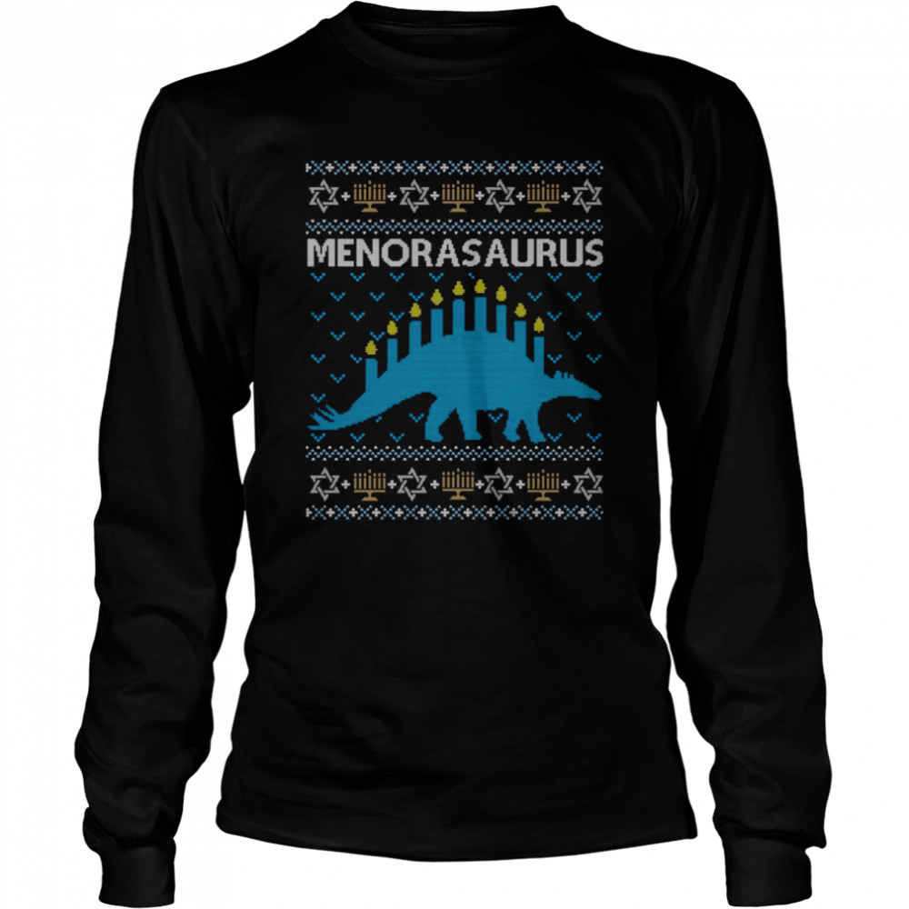 Hanukkah Menorasaurus Jewish Dinosaur shirt Long Sleeved T-shirt