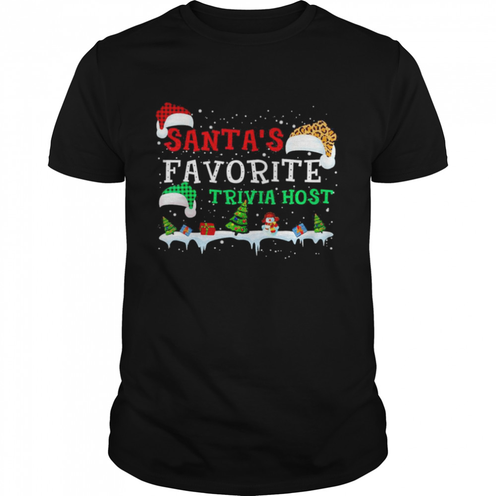 Santas Favorite Trivia Host Xmas Leopard Buffalo Plaid Hat Shirt
