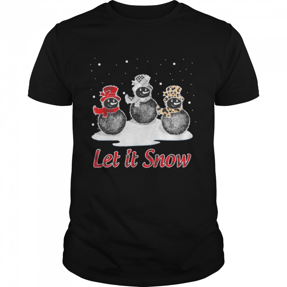 Snowman Let it Snow Cute Christmas Buffalo Plaid Christmas Shirt