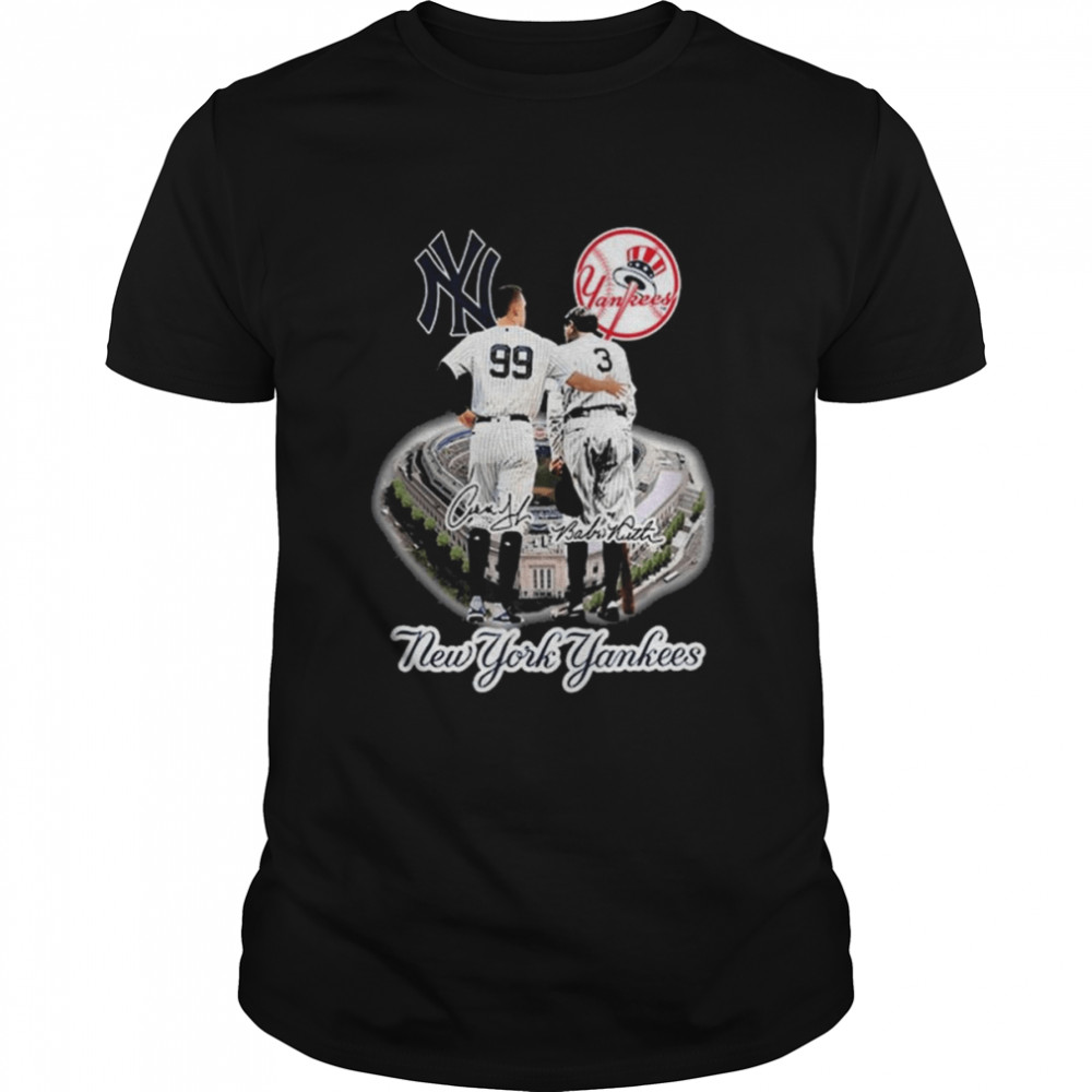 Aaron Judge and Roy Johnson New York Yankees Stadium signatures shirt
