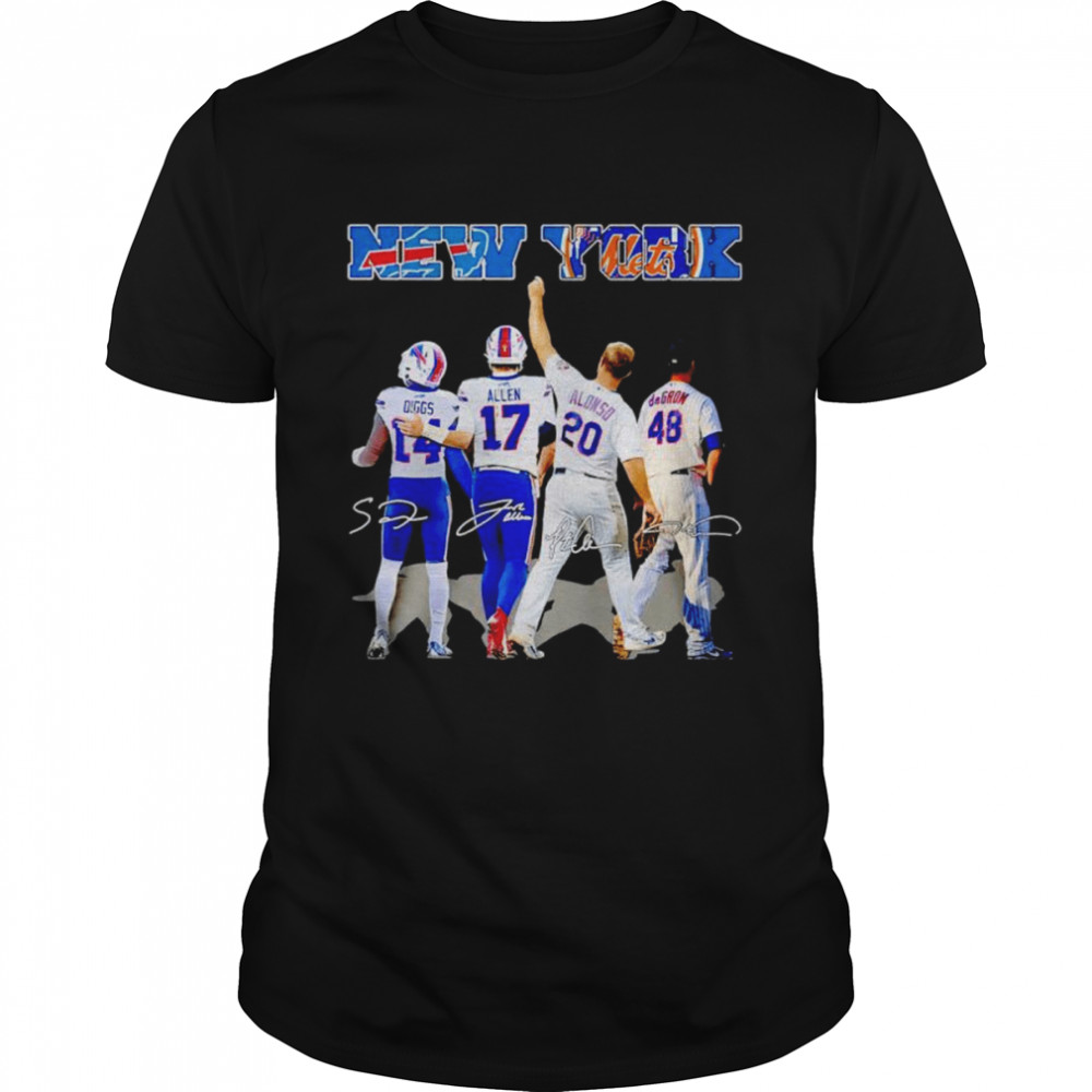 Biggs Allen Pete Alonso and deGrom New York Mets vs Buffalo Bills signature shirt Classic Men's T-shirt