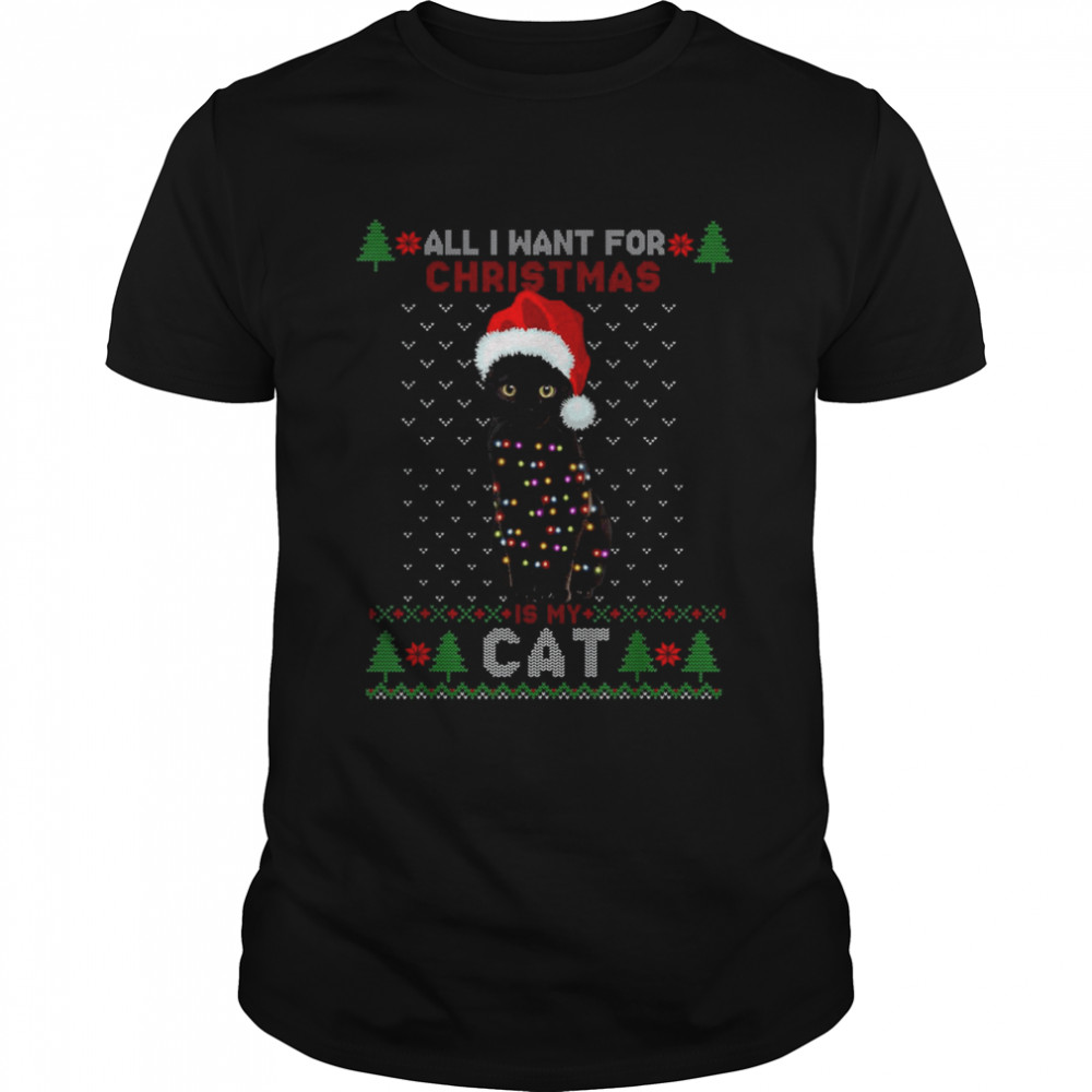Cat lovers Cute Cat Santa Hat Ugly Christmas T-Shirt