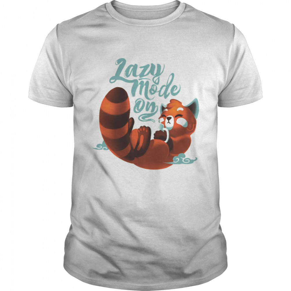 Lazy Mode On Cute Red Panda Fluffy Coffe Animal shirt Classic Men's T-shirt