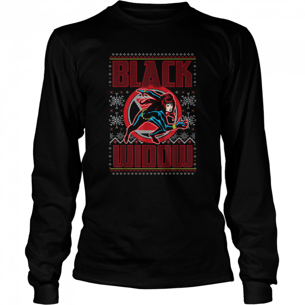 Marvel Black Widow Ugly Christmas T- Long Sleeved T-shirt