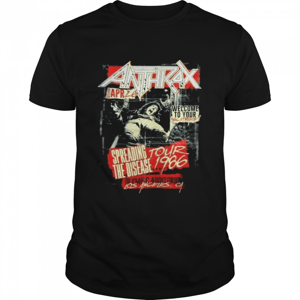Tour 1986 Retro Spreading The Disease Anthrax Logo shirt