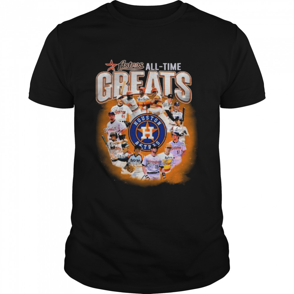 Houston Astros Team Football all-time greats signatures shirt
