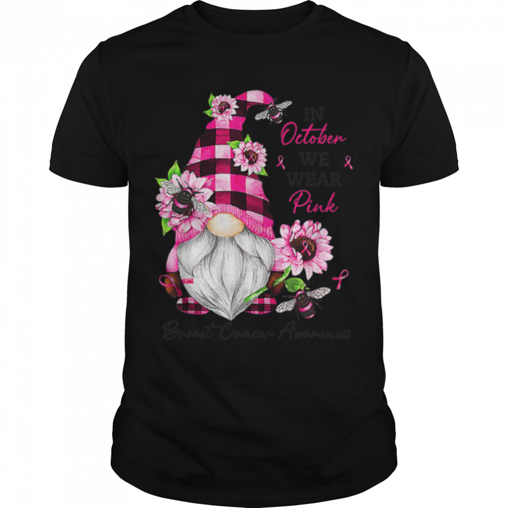 In October We Wear Pink Gnome Breast Cancer Awareness T- B0BH8MNZRQ Classic Men's T-shirt