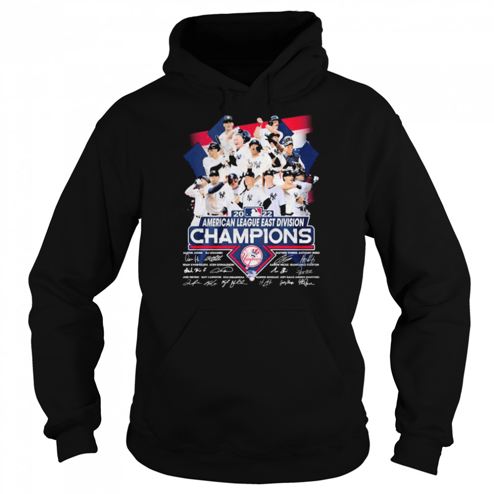MLB 2022 American League East Division Champions New York Yankees signatures shirt Unisex Hoodie
