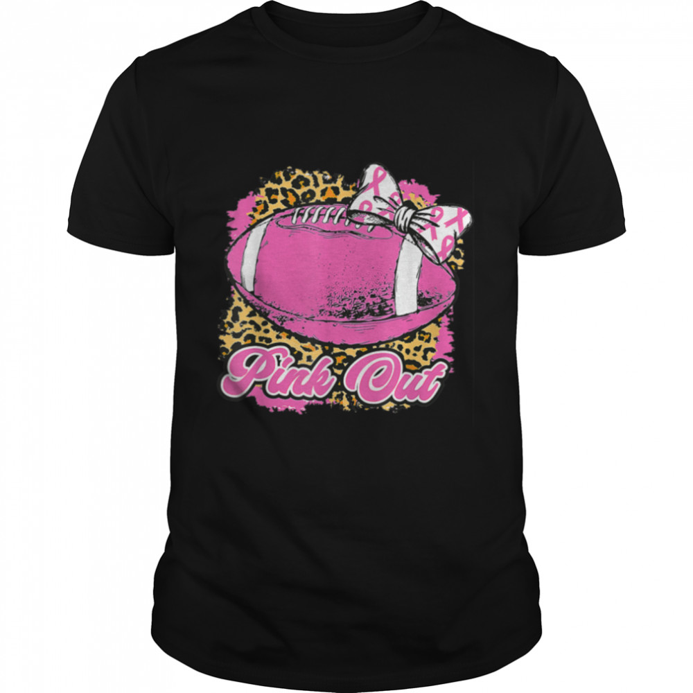 Pink Out Football Tackle Breast Cancer Warrior Girls Leopard T- B0BH86F72D Classic Men's T-shirt