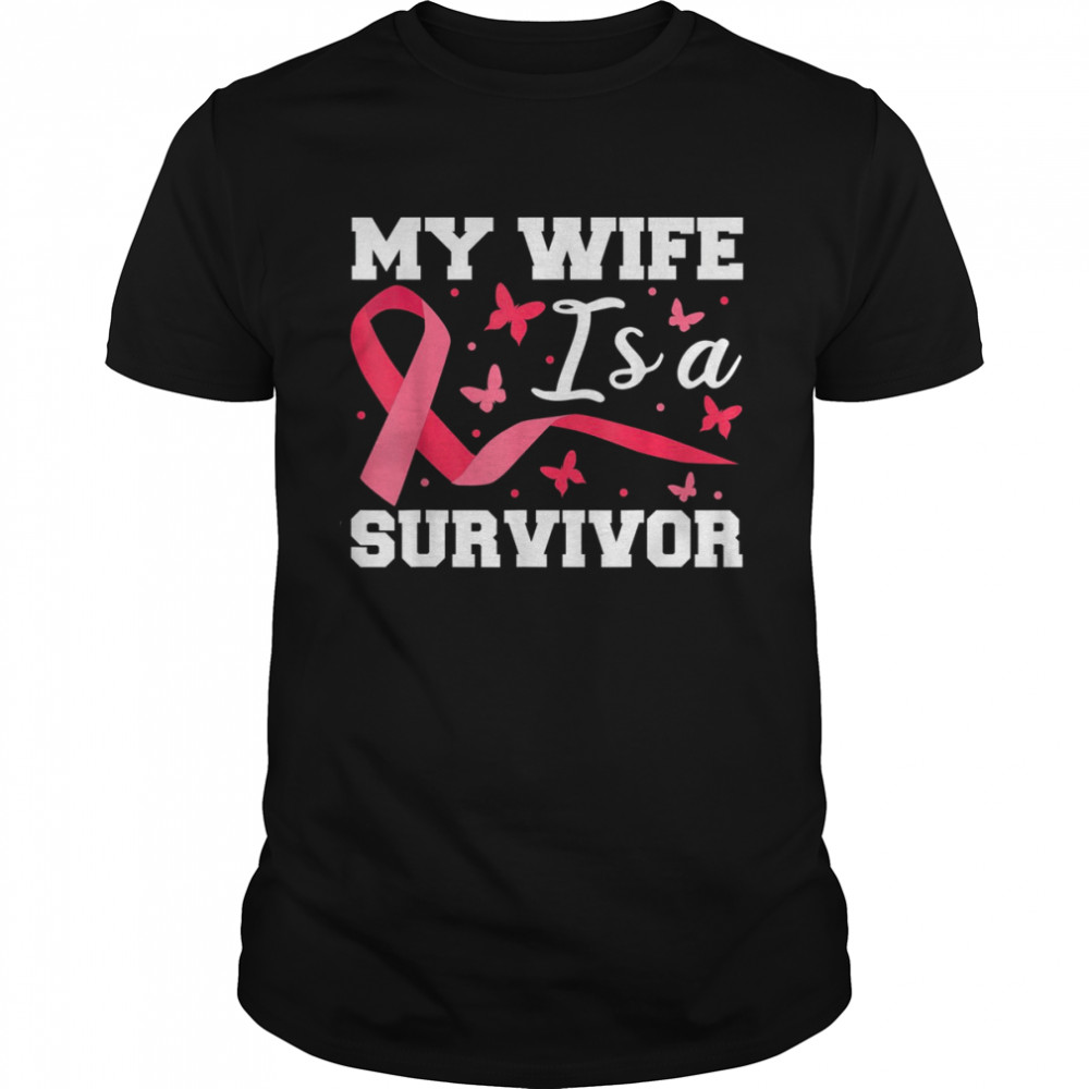 I Wear Pink For My Wife Husb Survivor Breast Cancer Awareness T-Shirt