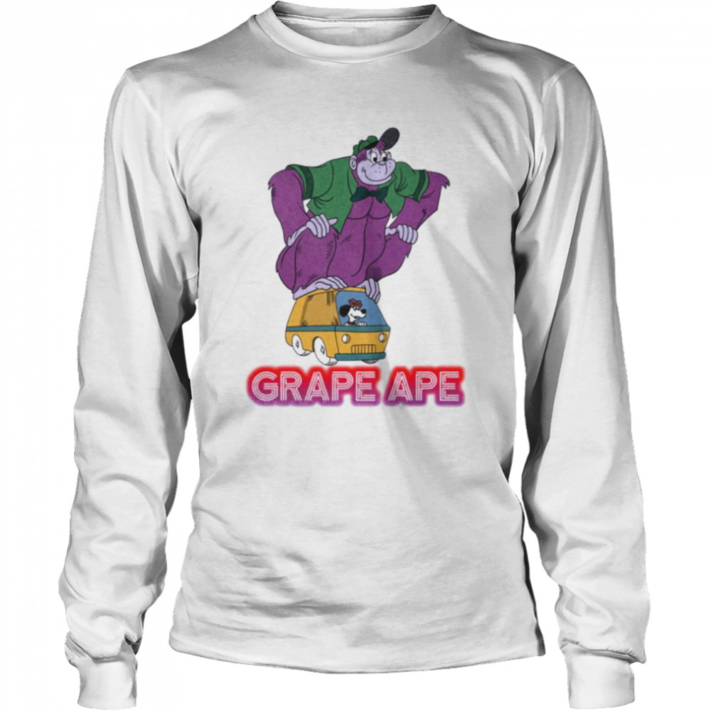 70s Cartoon Grape Ape Giant Gorilla On Van With His Canine Pal Beegle Beagle shirt Long Sleeved T-shirt