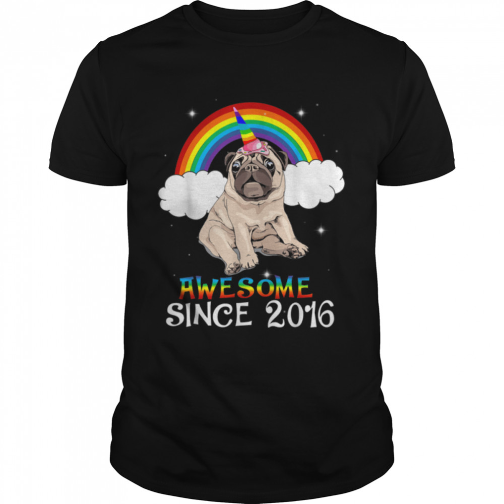 7th Birthday Gifts Girls Teens Funny Pug Dog 7 Year Old T-Shirt B0BHJFB3Y3