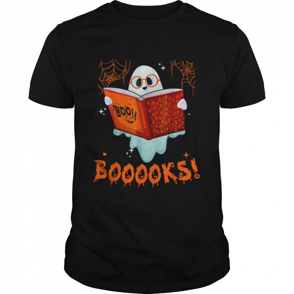 Books Ghost Halloween Teacher Librarian Book Reading Halloween Teacher T-Shirt