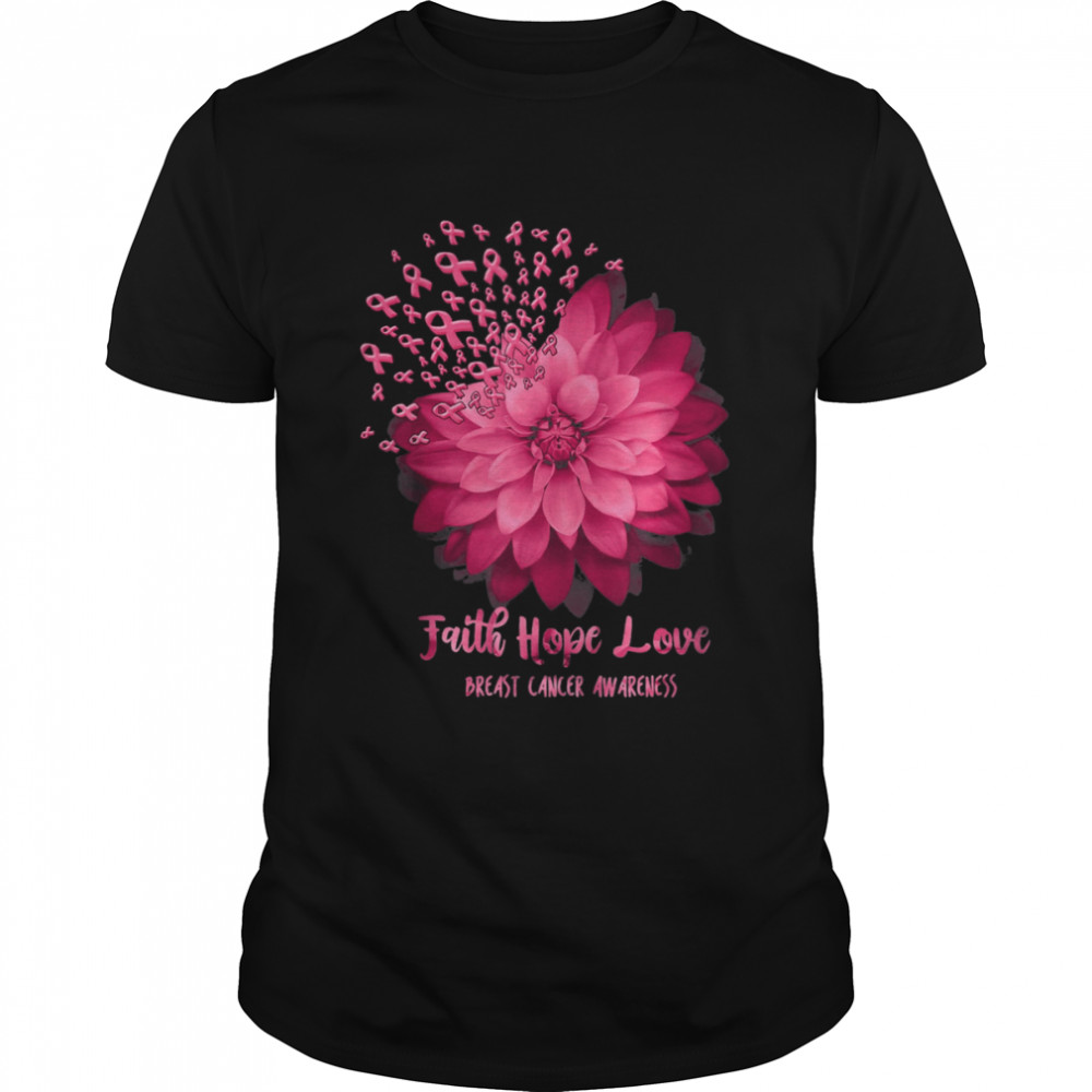 Daisy Faith Hope Love Breast Cancer Awareness Flower Ribbon T-Shirt