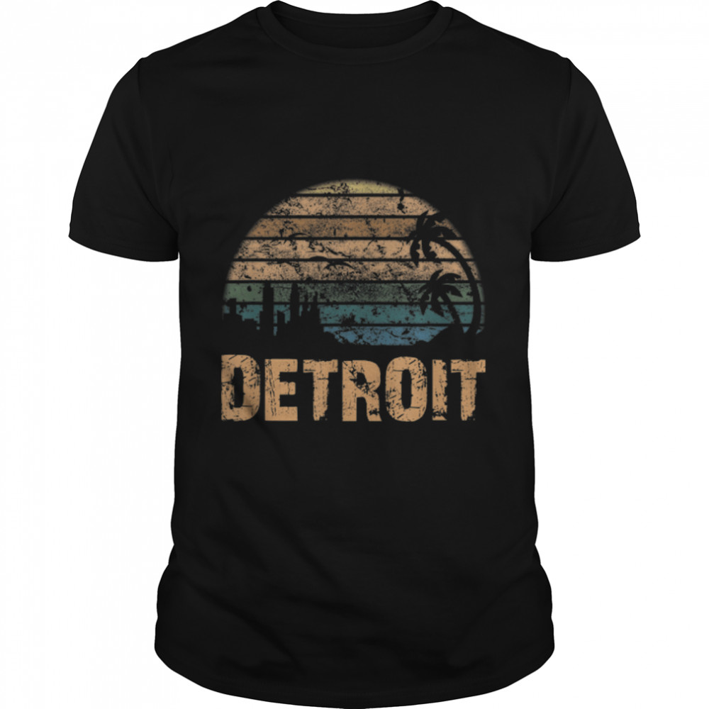 Detroit Vintage Sunset Distressed Funny T-Shirt B0BHJF8H4J