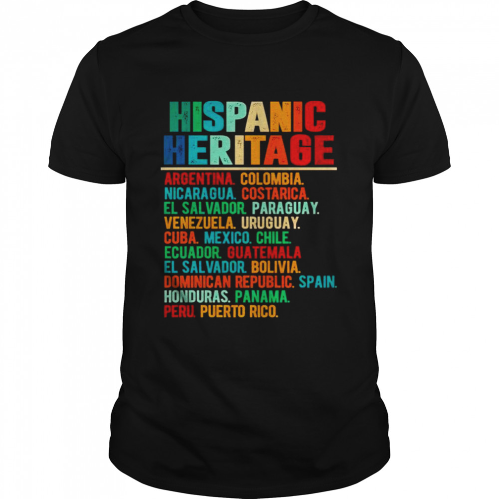 Hispanic heritage month latino countries shirt