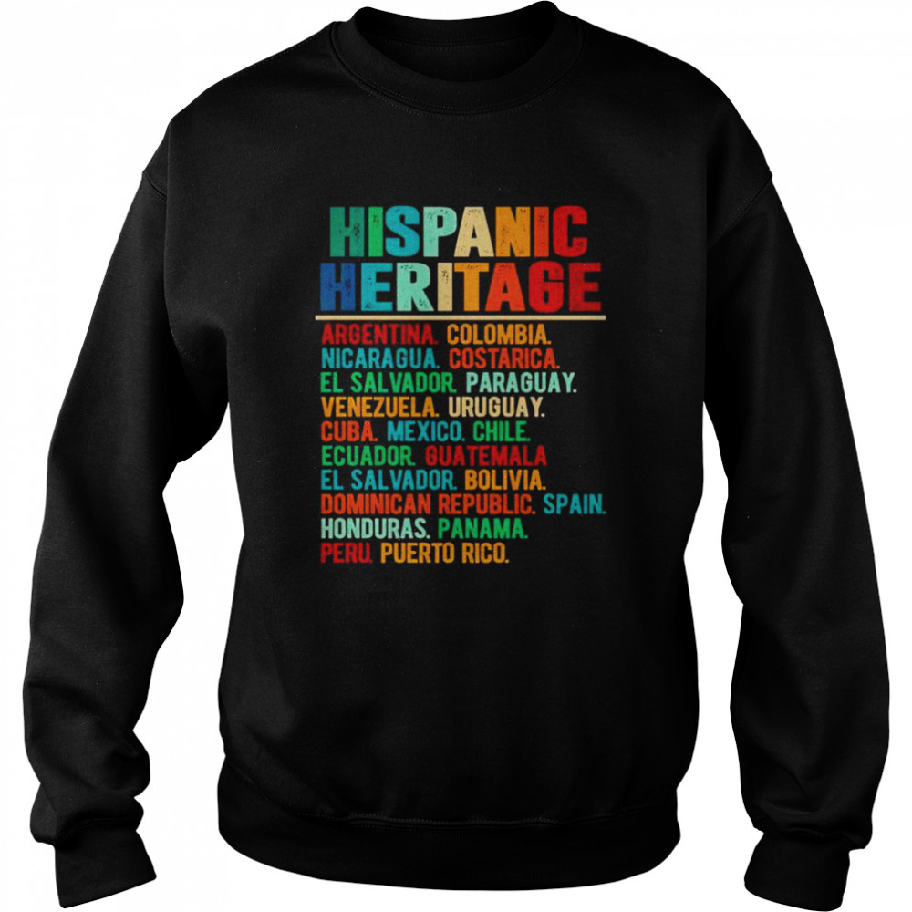 Hispanic heritage month latino countries shirt Unisex Sweatshirt