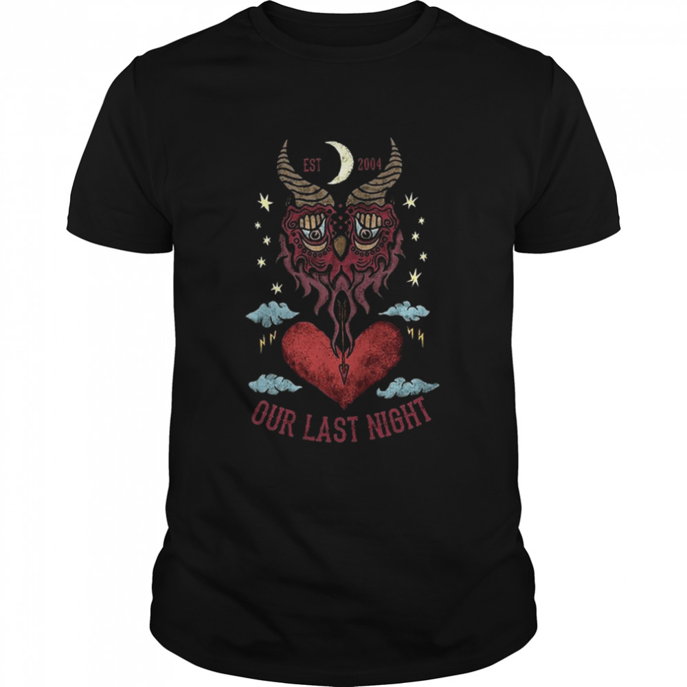 Red Heart Sorrow Mask Our Last Night Band shirt