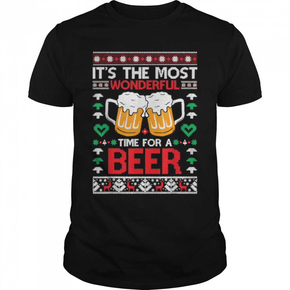 Wonderful Time For A Beer Ugly Christmas Sweaters T-Shirt B0BHJBX14M