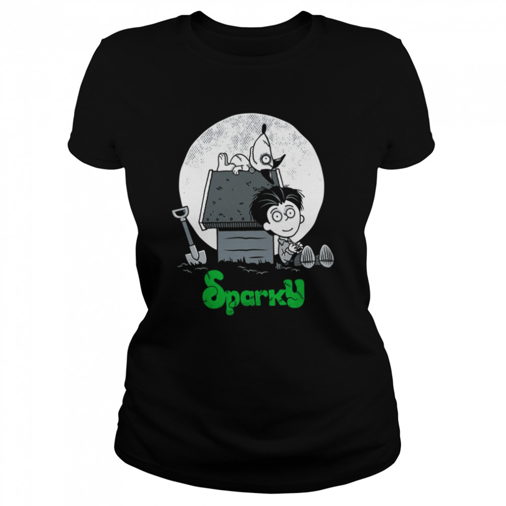 Sparky And The Moon Frankenstein Dog shirt Classic Women's T-shirt