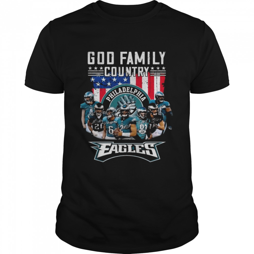 God family country Philadelphia Eagles team signatures shirt