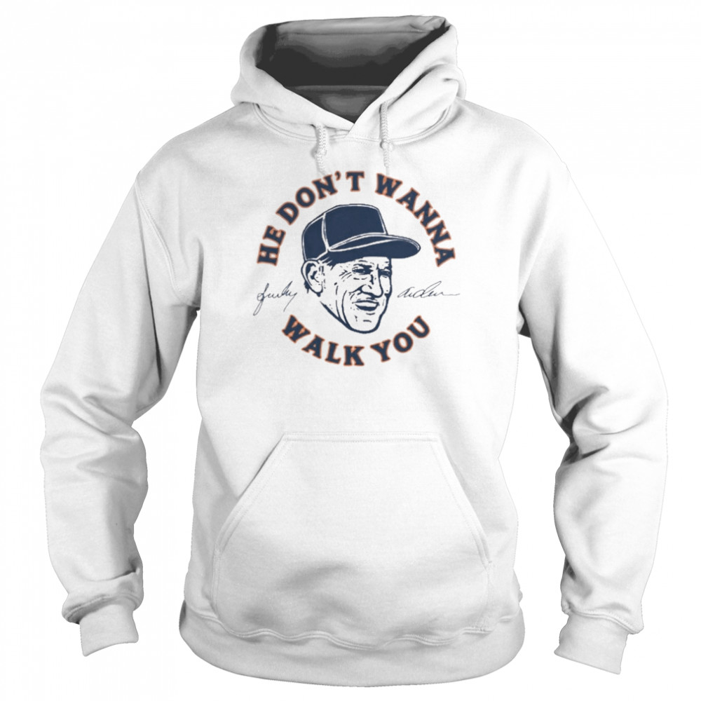 Detroit Tigers Sparky Anderson He Don't Wanna Walk You Signature Long Sleeve  T Shirt,Sweater, Hoodie, And Long Sleeved, Ladies, Tank Top
