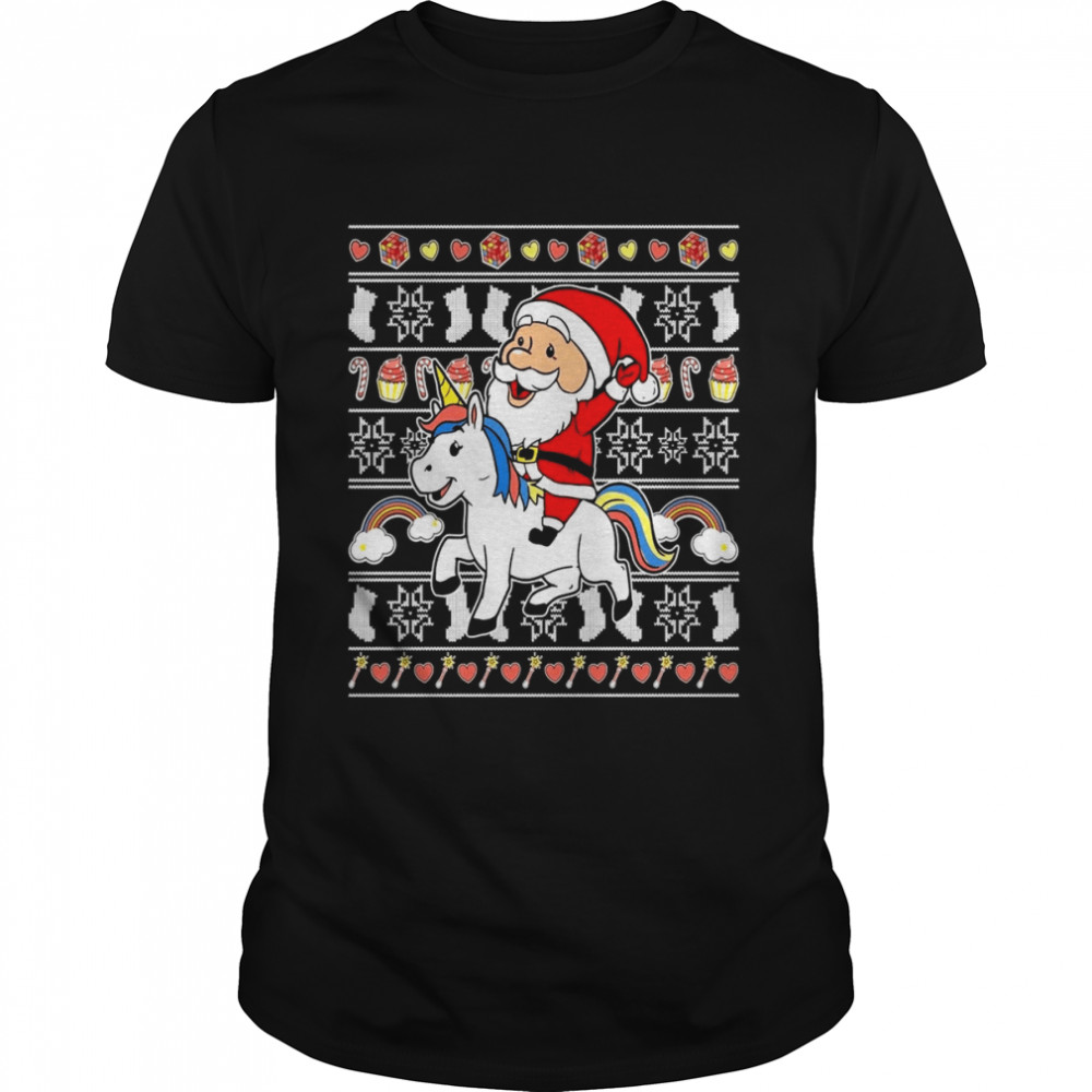 KIDS Santa Claus Riding Unicorn Ugly Christmas shirt