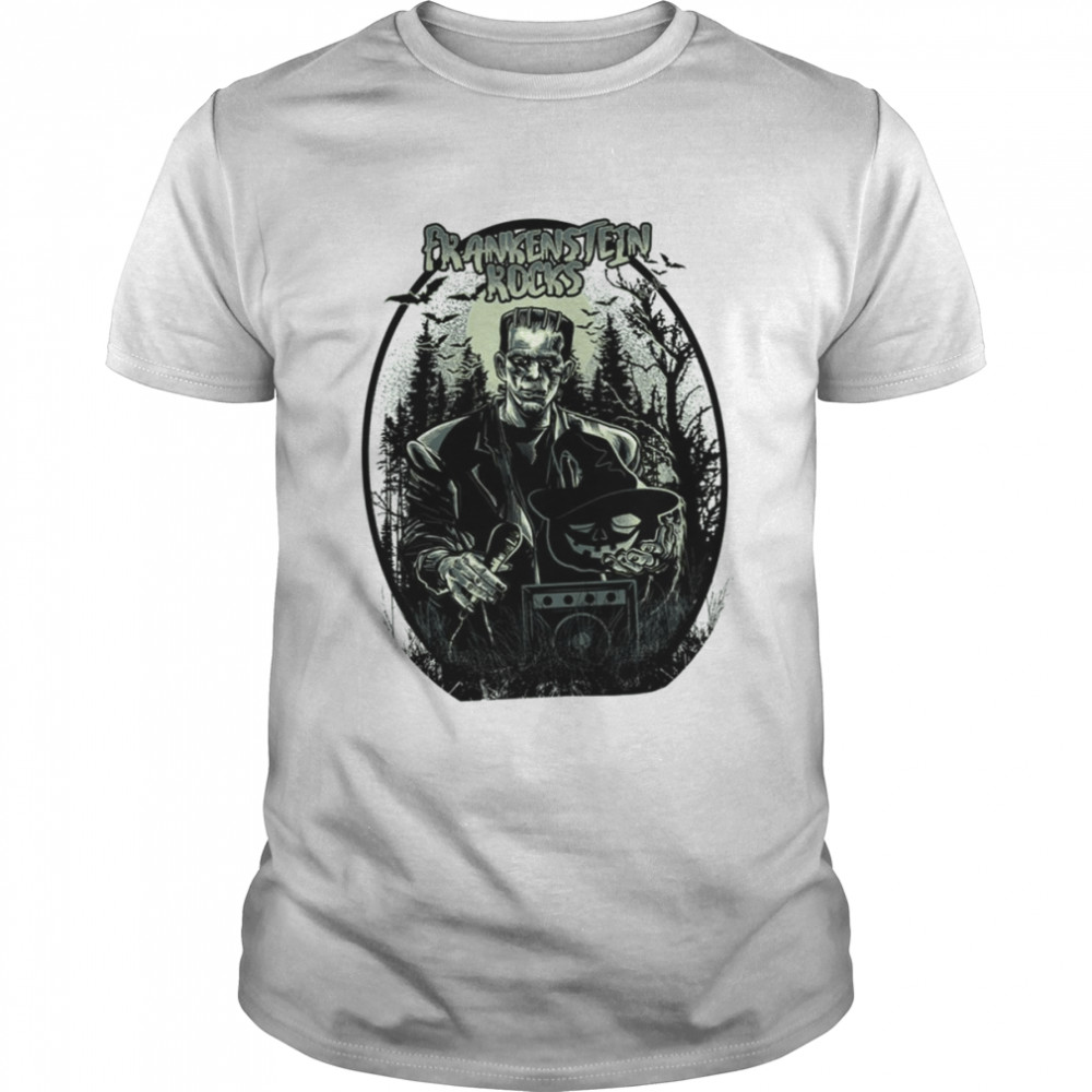 Black And White Design Frankenstein Rocks shirt
