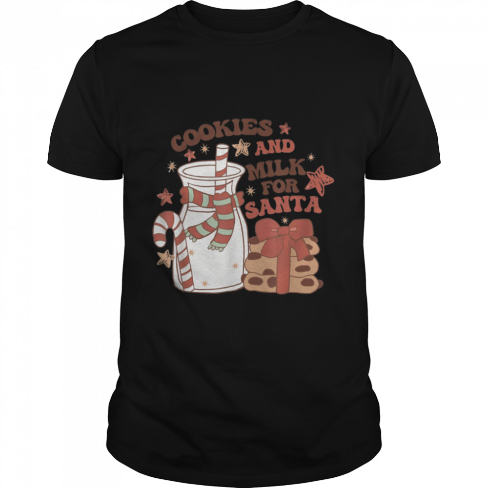 Boho Cookies and Milk for Santa Christmas Holiday Matching T-Shirt B0BJ736XFQ